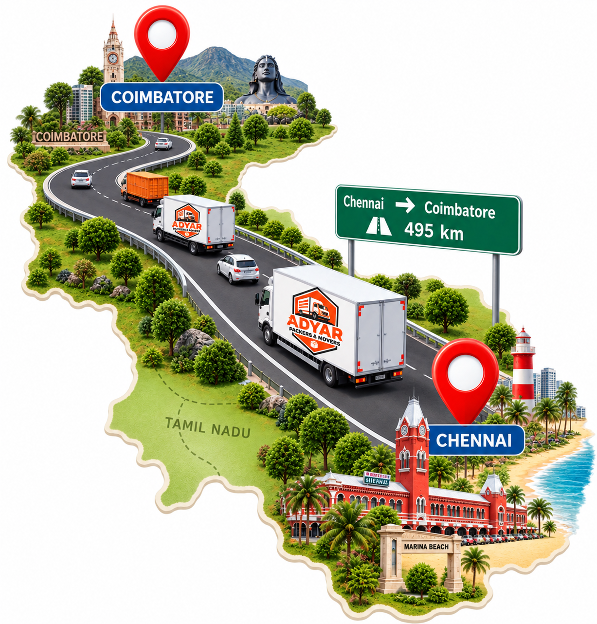 Chennai to Coimbatore highway route